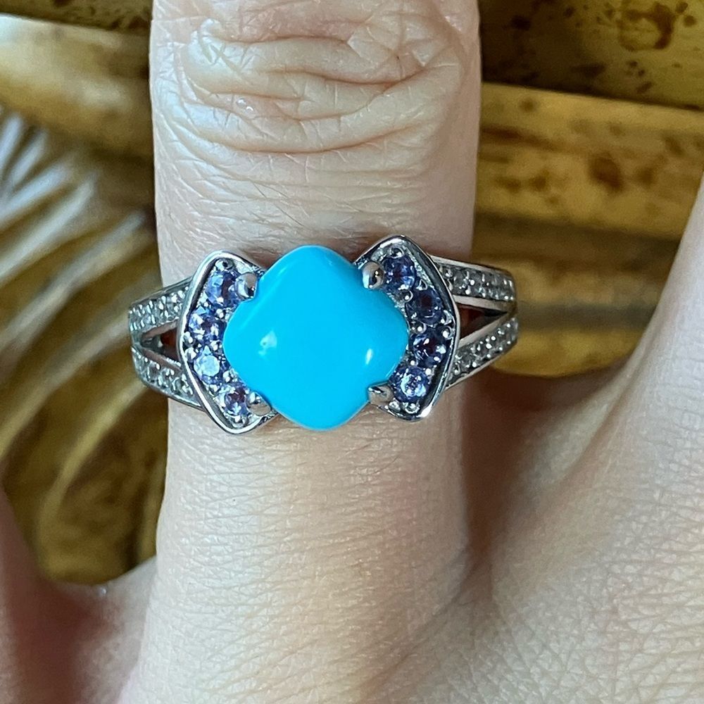 Sleeping Beauty Turquoise Tanzanite Sterling Silver Ring Size 7
